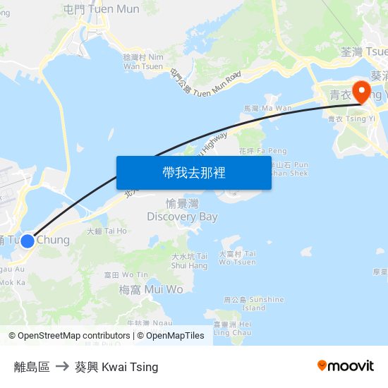 離島區 to 葵興 Kwai Tsing map