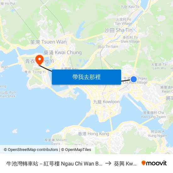 牛池灣轉車站－紅萼樓 Ngau Chi Wan Bbi - Hung Ngok House to 葵興 Kwai Tsing map
