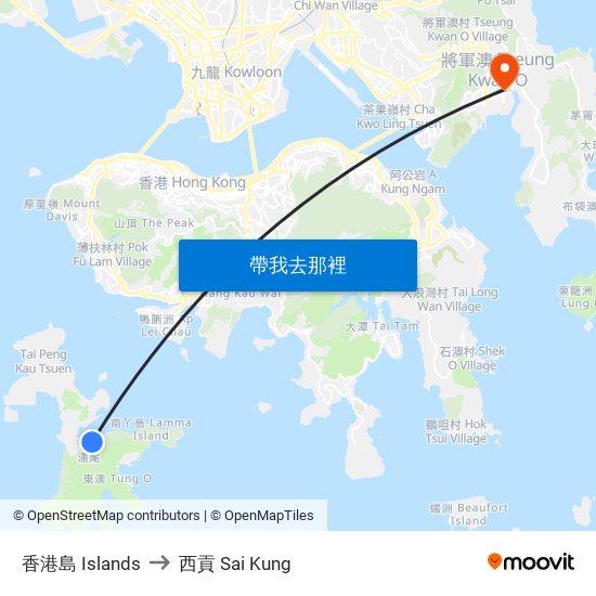 香港島 Islands to 西貢 Sai Kung map