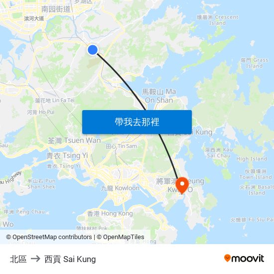 北區 to 西貢 Sai Kung map