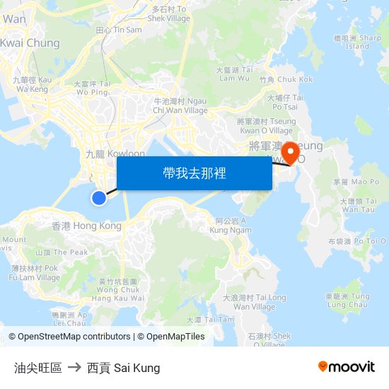 油尖旺區 to 西貢 Sai Kung map