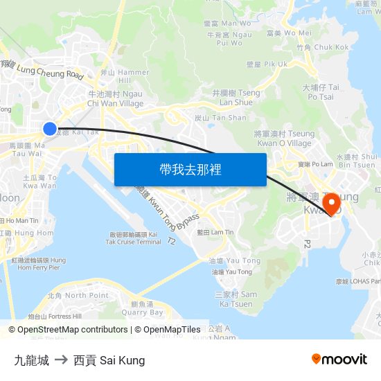 九龍城 to 西貢 Sai Kung map