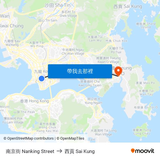 南京街 Nanking Street to 西貢 Sai Kung map