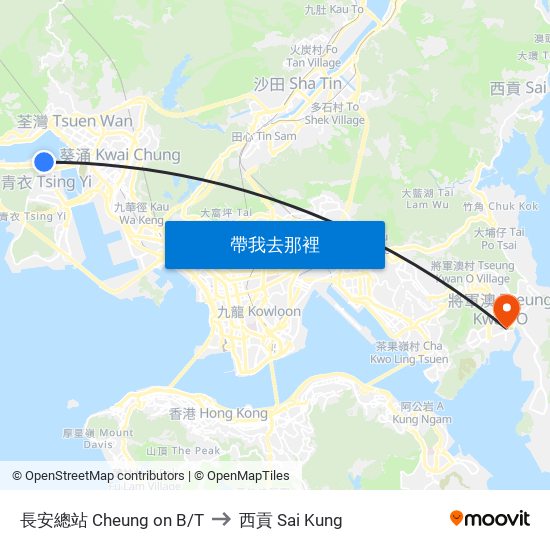 長安總站 Cheung on B/T to 西貢 Sai Kung map