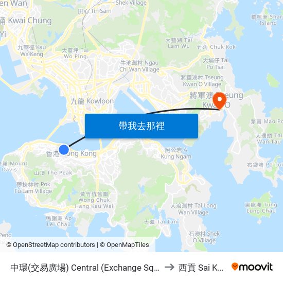 中環(交易廣場) Central (Exchange Square) to 西貢 Sai Kung map