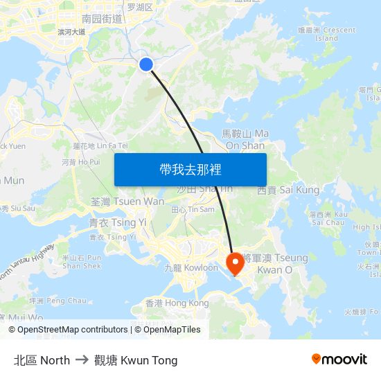 北區 North to 觀塘 Kwun Tong map