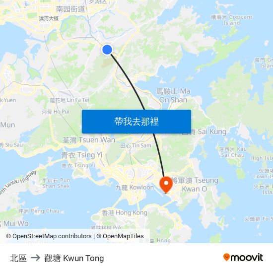 北區 to 觀塘 Kwun Tong map