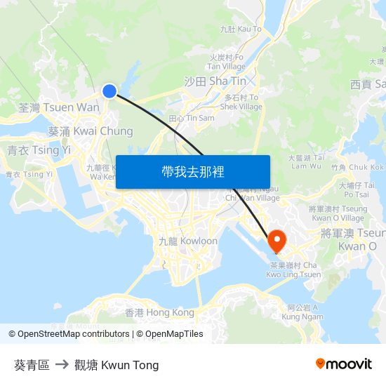 葵青區 to 觀塘 Kwun Tong map