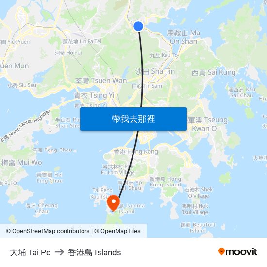 大埔 Tai Po to 香港島 Islands map