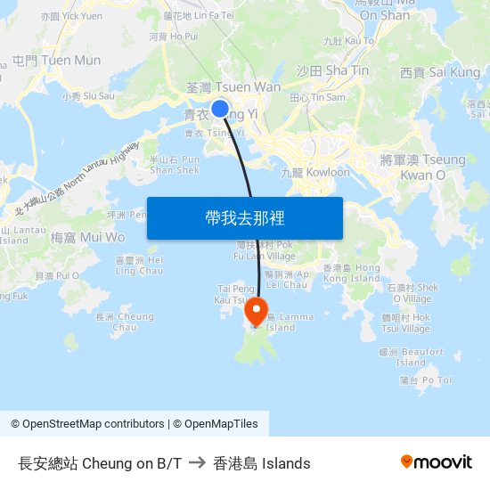 長安總站 Cheung on B/T to 香港島 Islands map
