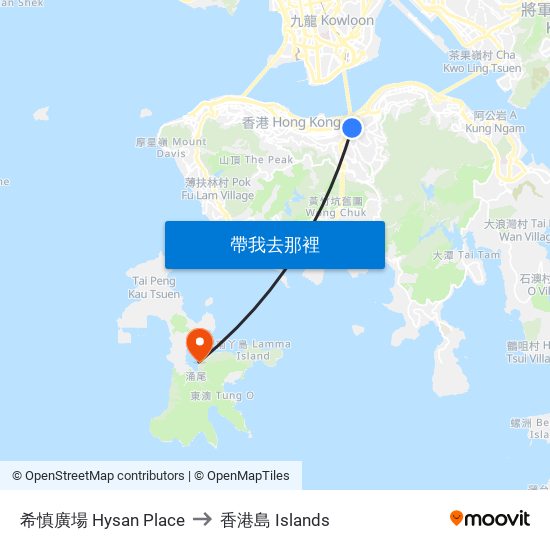 希慎廣場 Hysan Place to 香港島 Islands map