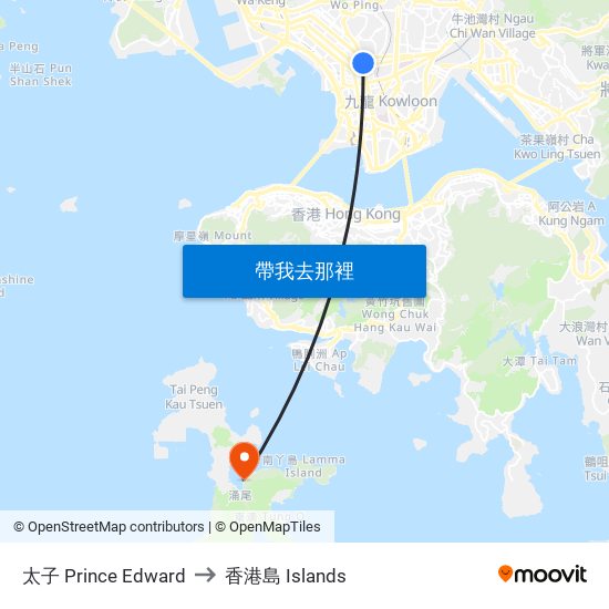 太子 Prince Edward to 香港島 Islands map