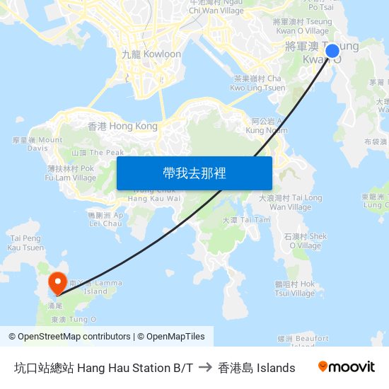 坑口站總站 Hang Hau Station B/T to 香港島 Islands map