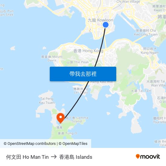 何文田 Ho Man Tin to 香港島 Islands map