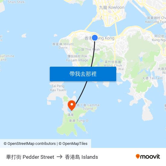 畢打街 Pedder Street to 香港島 Islands map