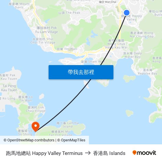 跑馬地總站 Happy Valley Terminus to 香港島 Islands map