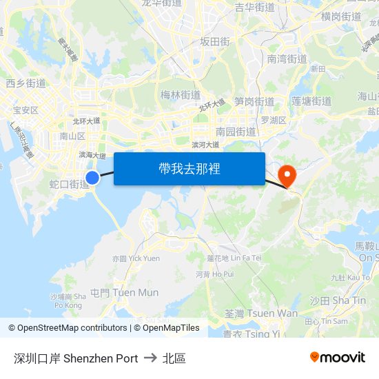 深圳口岸 Shenzhen Port to 北區 map