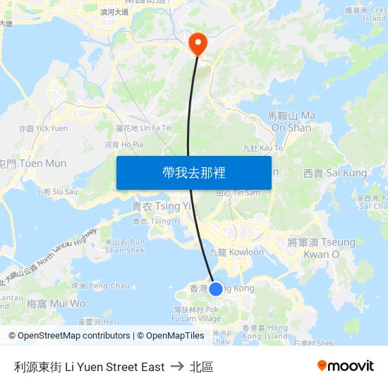 利源東街 Li Yuen Street East to 北區 map