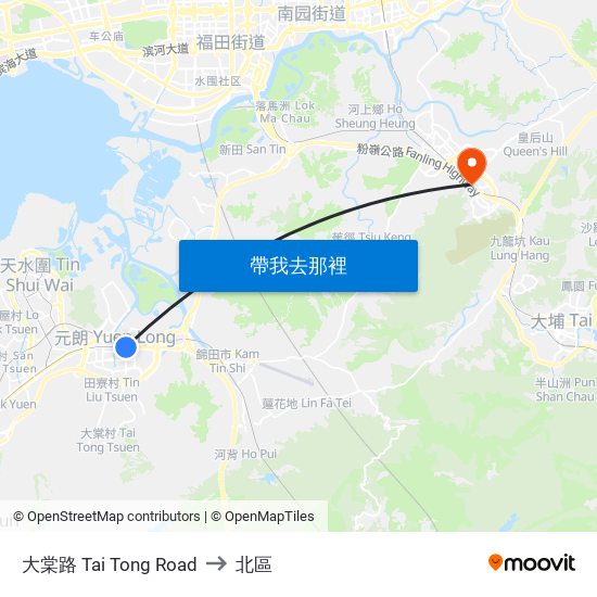 大棠路 Tai Tong Road to 北區 map