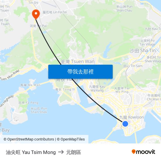 油尖旺 Yau Tsim Mong to 元朗區 map