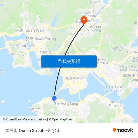 皇后街 Queen Street to 沙田 map