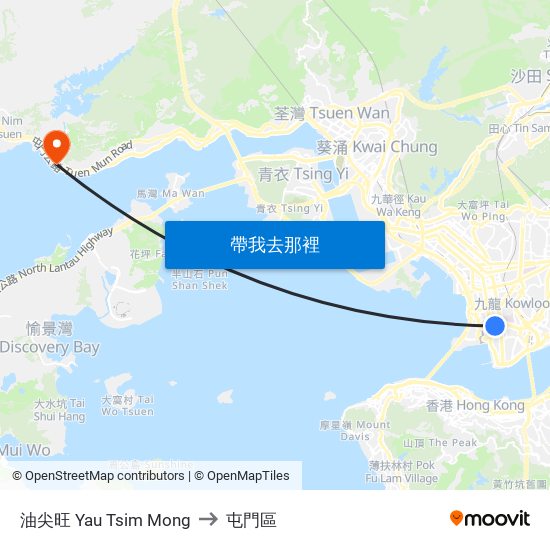 油尖旺 Yau Tsim Mong to 屯門區 map