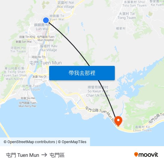 屯門 Tuen Mun to 屯門區 map