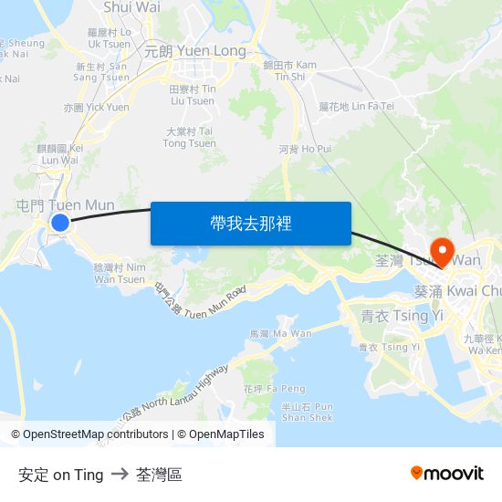 安定 on Ting to 荃灣區 map