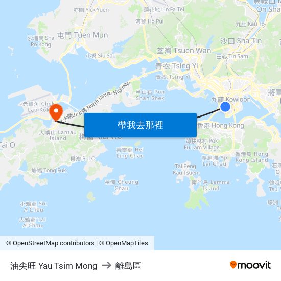 油尖旺 Yau Tsim Mong to 離島區 map