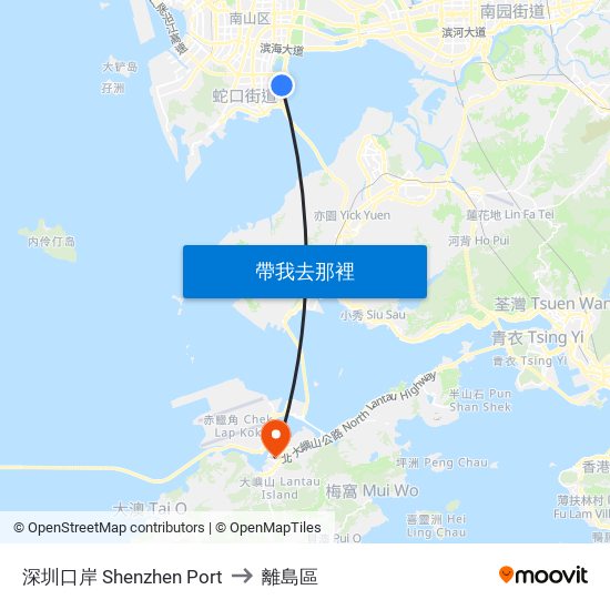 深圳口岸 Shenzhen Port to 離島區 map