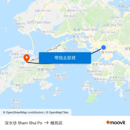 深水埗 Sham Shui Po to 離島區 map