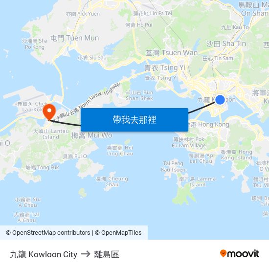 九龍 Kowloon City to 離島區 map