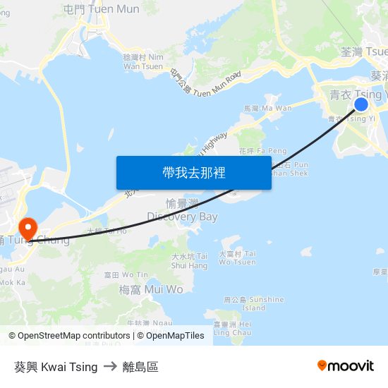 葵興 Kwai Tsing to 離島區 map