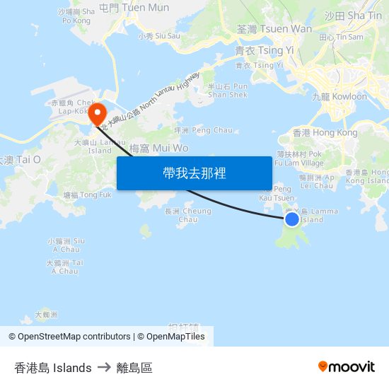 香港島 Islands to 離島區 map