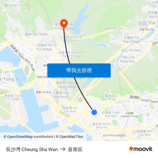 長沙灣 Cheung Sha Wan to 葵青區 map