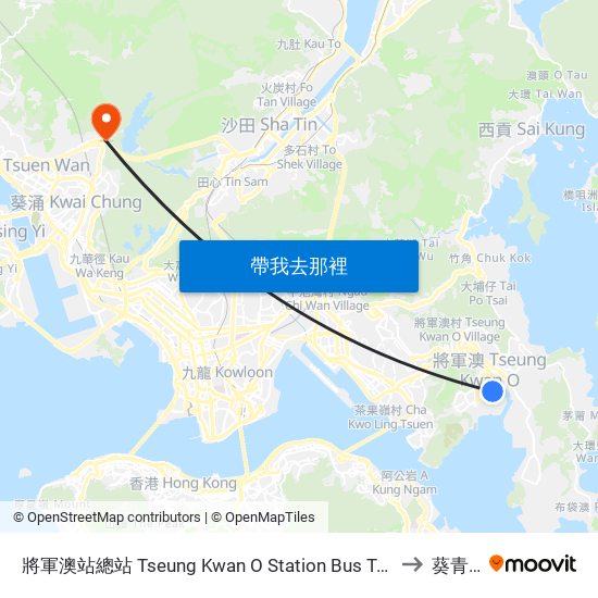 將軍澳站總站 Tseung Kwan O Station Bus Terminus to 葵青區 map