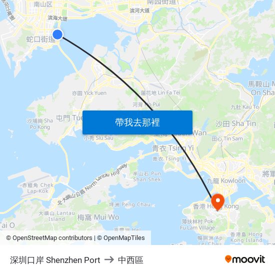 深圳口岸 Shenzhen Port to 中西區 map