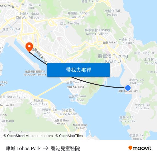 康城 Lohas Park to 香港兒童醫院 map