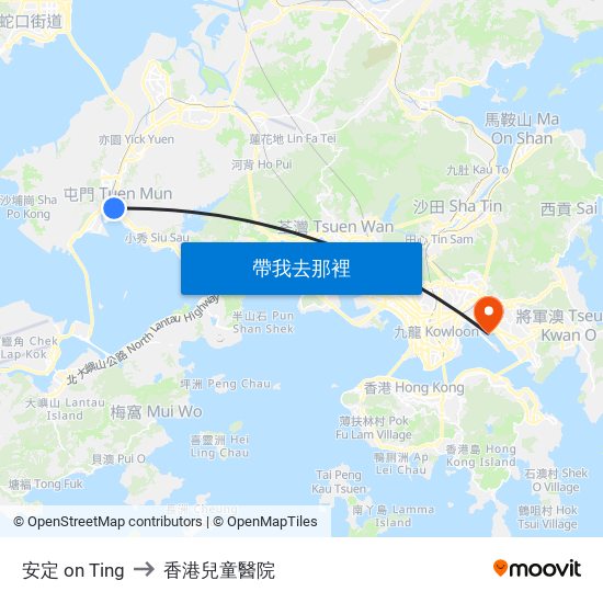 安定 on Ting to 香港兒童醫院 map