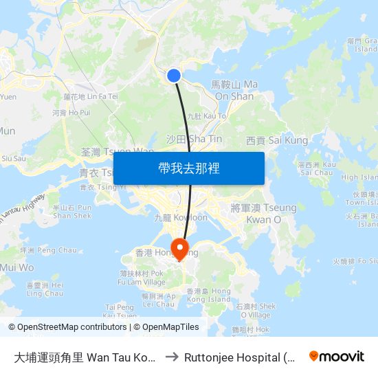 大埔運頭角里 Wan Tau Kok Lane Tai Po to Ruttonjee Hospital (律敦治醫院) map