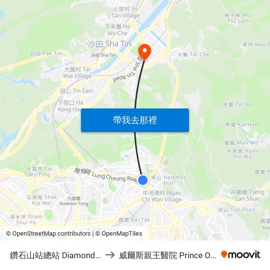 鑽石山站總站 Diamond Hill Station B/T to 威爾斯親王醫院 Prince Of Wales Hospital map