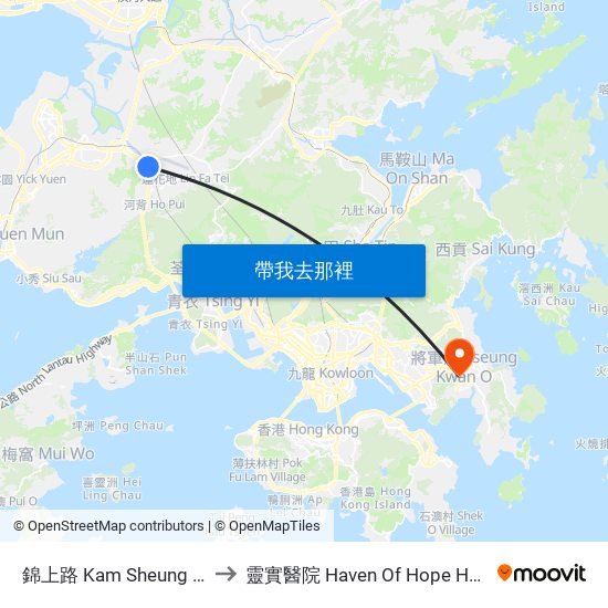 錦上路 Kam Sheung Road to 靈實醫院 Haven Of Hope Hospital map