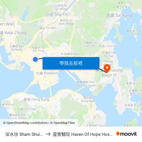 深水埗 Sham Shui Po to 靈實醫院 Haven Of Hope Hospital map