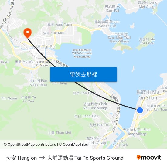 恆安 Heng on to 大埔運動場 Tai Po Sports Ground map