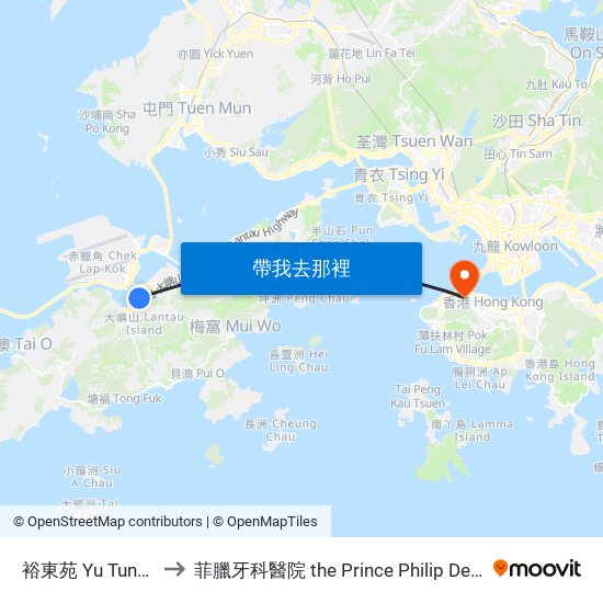 裕東苑 Yu Tung Court to 菲臘牙科醫院 the Prince Philip Dental Hospital map