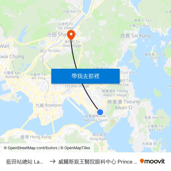 藍田站總站 Lam Tin Station B/T to 威爾斯親王醫院眼科中心 Prince Of Wales Hospital Eye Centre map
