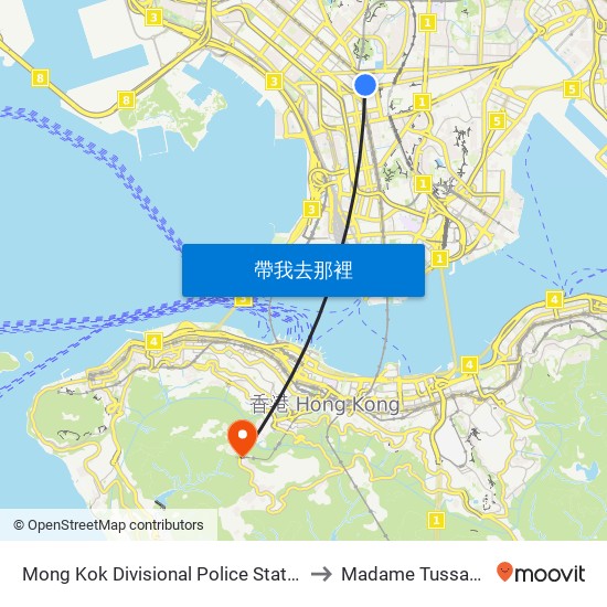 Mong Kok Divisional Police Station And Kowloon Police Hq to Madame Tussauds Hong Kong map