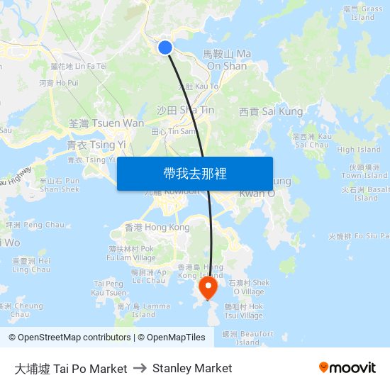 大埔墟 Tai Po Market to Stanley Market map