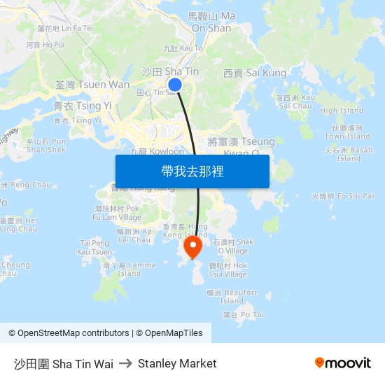 沙田圍 Sha Tin Wai to Stanley Market map