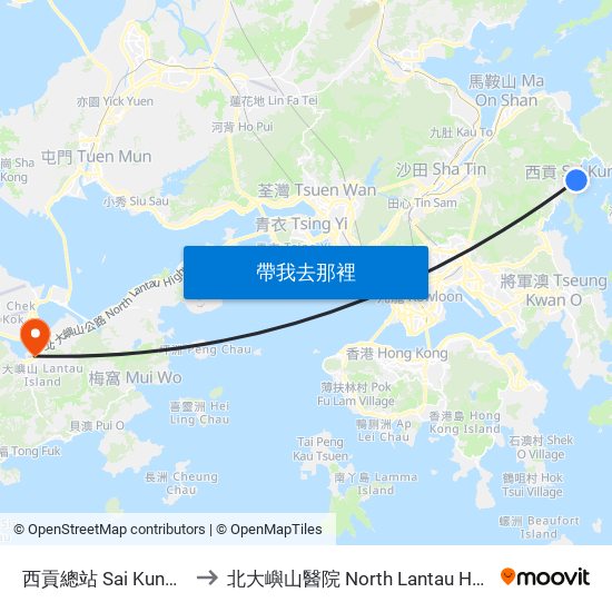 西貢總站 Sai Kung B/T to 北大嶼山醫院 North Lantau Hospital map